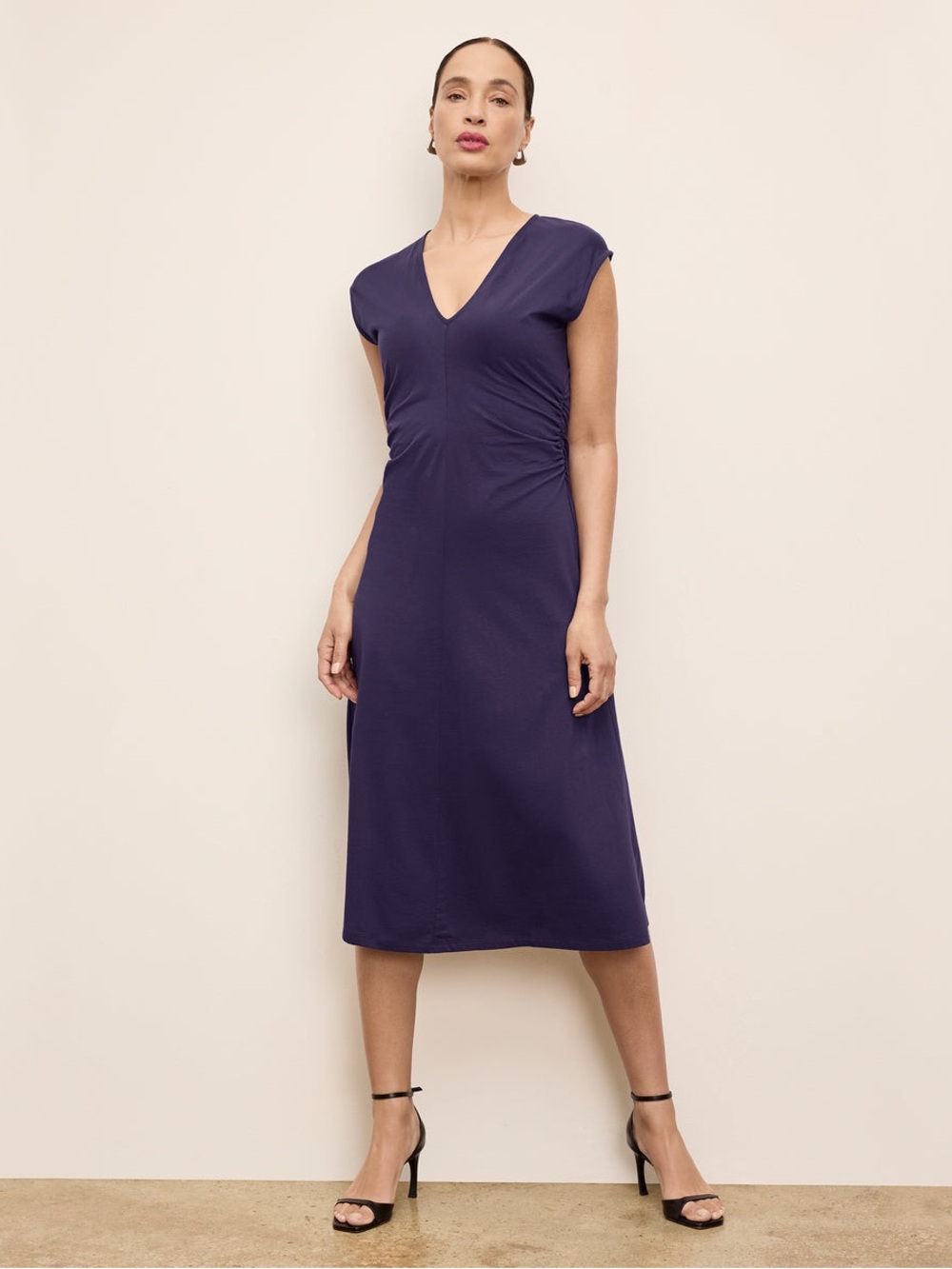 MM. Lafleur Deep Purple V-Neck Midi Dress